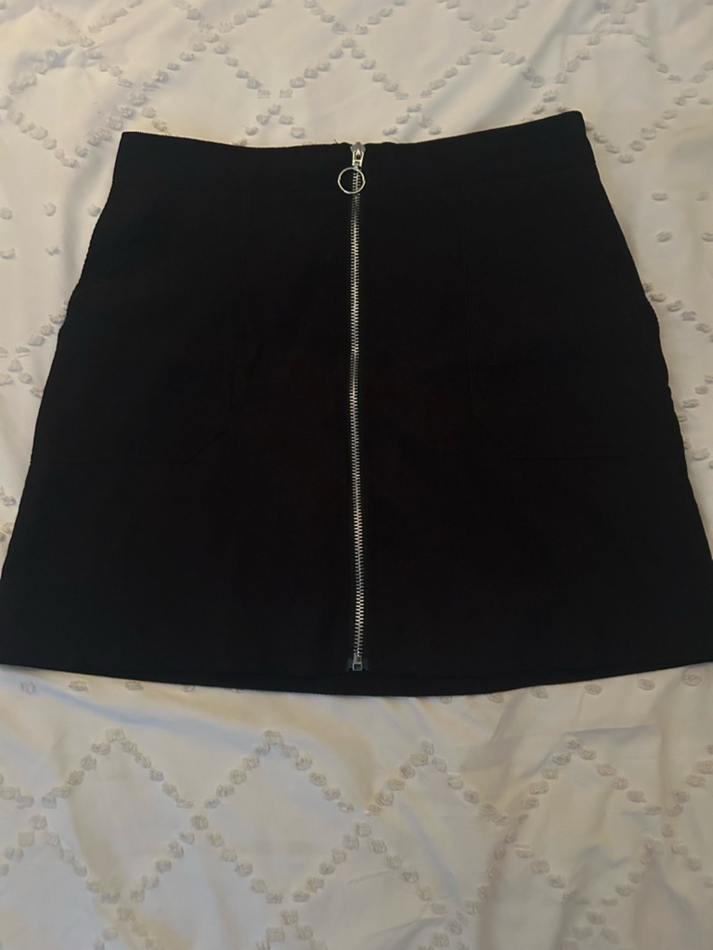 Women's Black Zip-Front Mini Skirt
